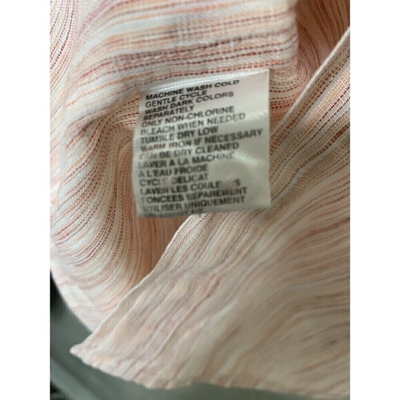 Tommy Bahama Men 100% Linen Long Sleeve Shirt Sz L Striped Tropical Pink Light - Picture 6 of 8
